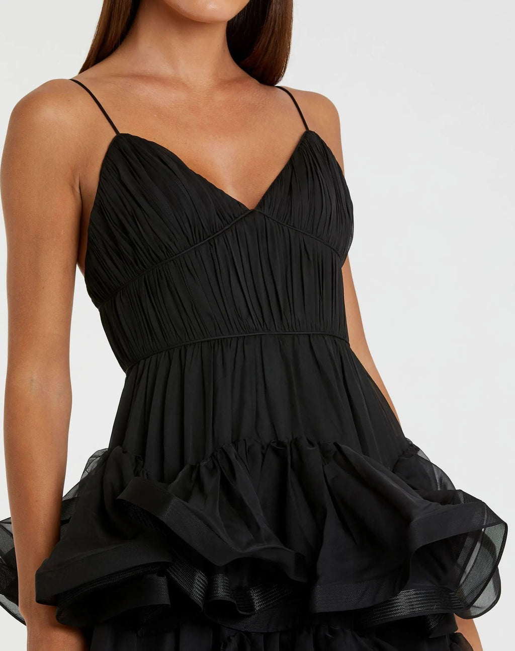 Black Tiered V-Neck Dress - FINAL SALE