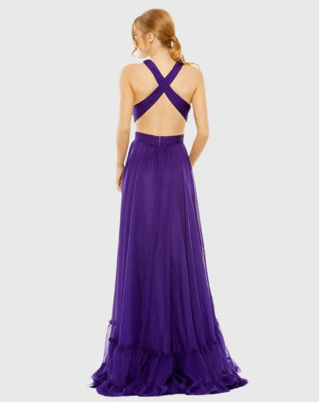 Purple Halter Cutout Keyhole Tiered Gown - FINAL SALE